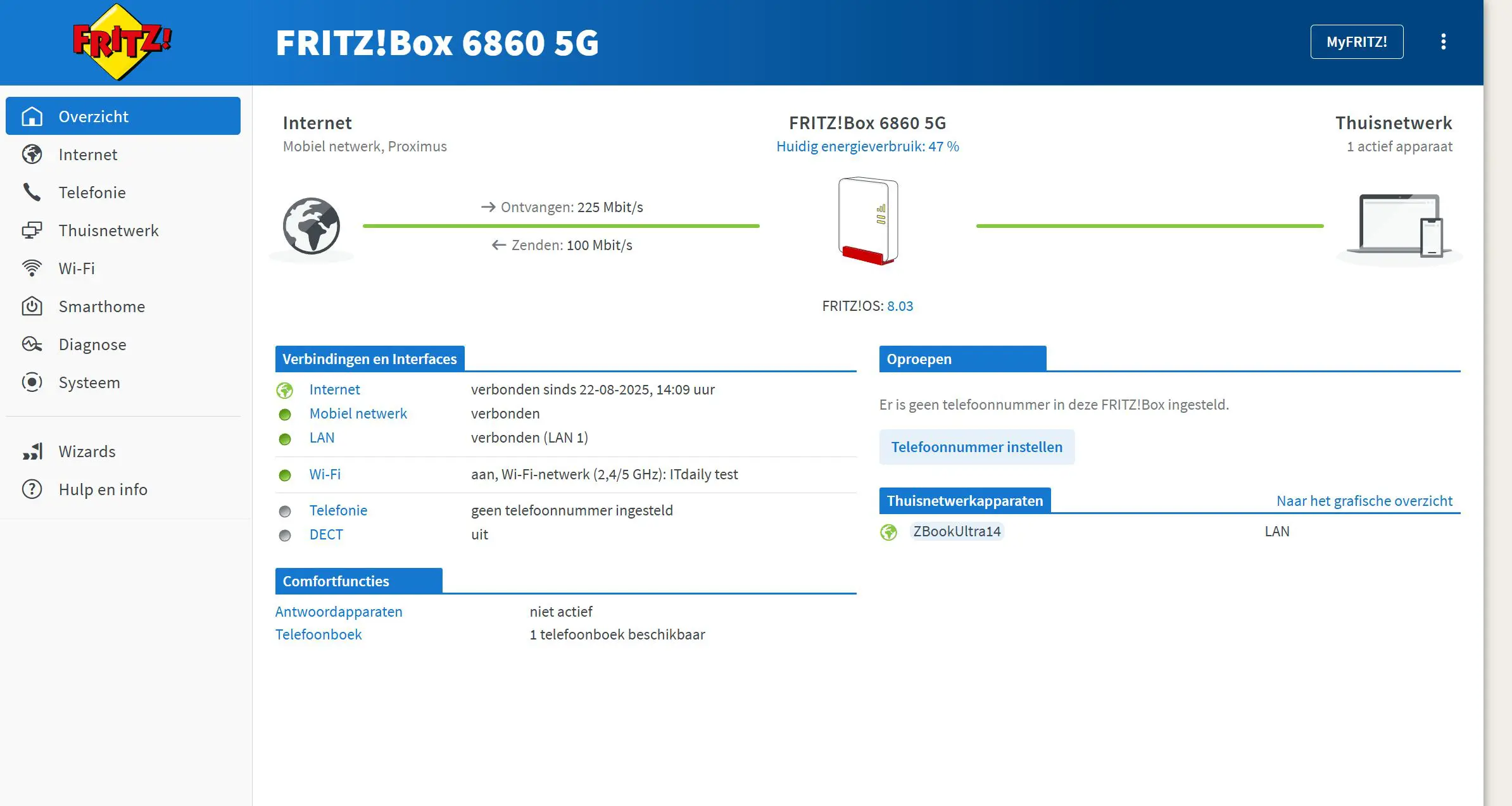 Fritzbox 6860 5G overzicht